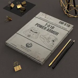 T-51B Power Armor (BoS) User Manual Journal 150 Page Hardcover Notebook Matte Finish for Gaming Fans Enthusiasts Vintage Cosplay Flair Inspired Writing