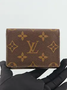 Pre-owned Monogram coated canvas Small Leather Goods Louis Vuitton Monogram Canvas Envelope Business Card Holder【CA2197】