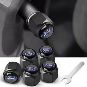 5 Piece Metal Car Wheel HUB Tire Valve Stem Caps, Fits Ford Mustang Bronco Explorer Expedition Mach-E Maverick Ranger F-150 Super Duty Transit E-Transit