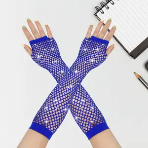 Rhinestone Fishnet Fingerless Gloves| 12 Color Neon Mesh Arm Warmers|A fun, colorful gift for festival-goers, dance lovers, or anyone who loves bold, playful fashion.