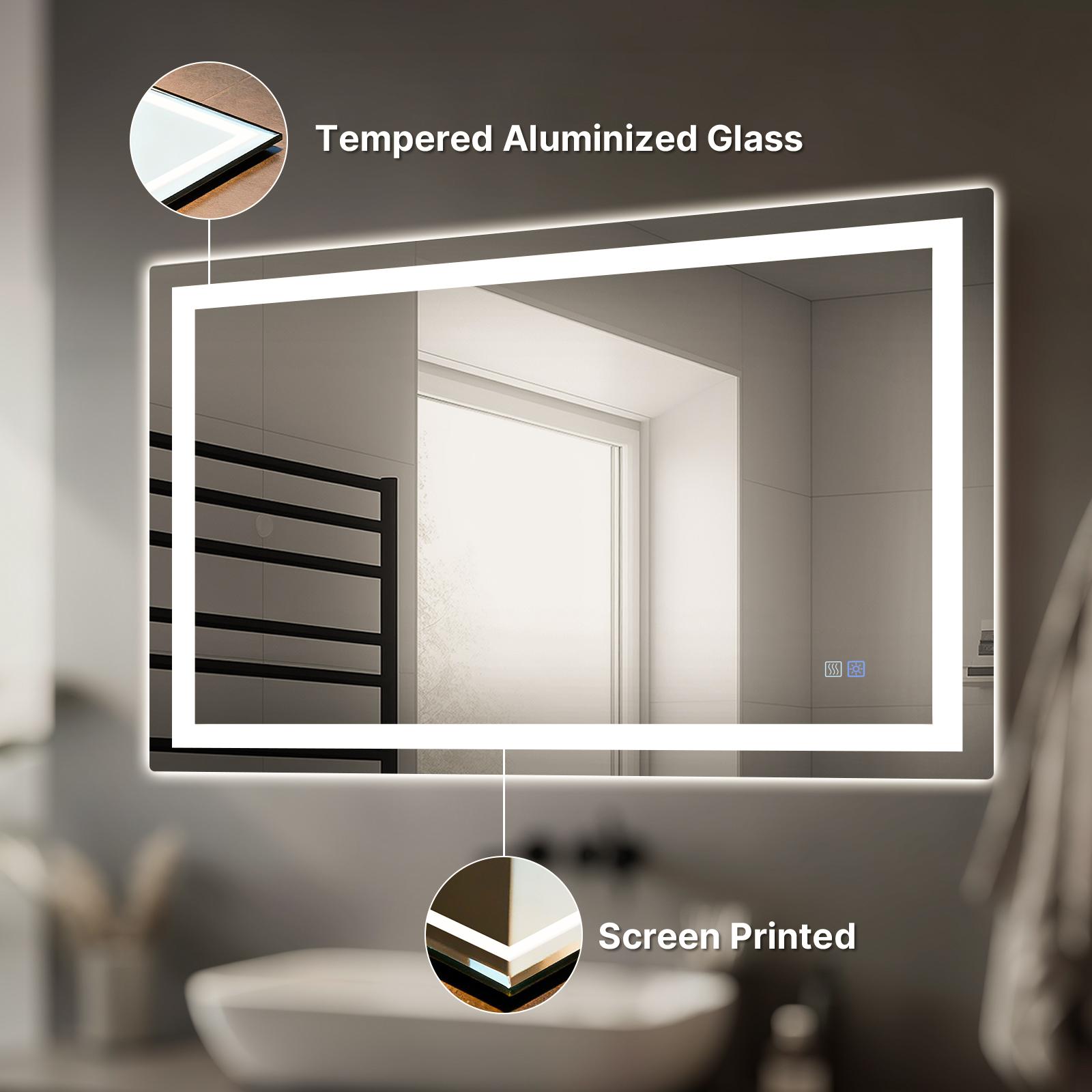 HYPERLITE Dimmable Brightness Bathroom Mirror Lights, 36*28 inches Anti-Fog Function Vanity Mirror Memory Setting LED Wall Mirror , Shatter-Proof Tempered Glass, Modern Illuminated Mirror for Bathroom Dressing Area SpringGlowUp 48*32 60*36 32*24 36*24