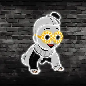 Art Clown Neon Sign With Sunflower Glasses For Bedroom, Party And Event LED Decoration