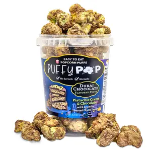 PUFFY POP Dubai Chocolate - Kernelless & Hulless Popcorn Puffs GF No Shells Stuck In Your Teeth Pistachio Creme & Chocolate Flavored 4.23oz