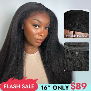 [HALF WIG] Wiggins Hair Kinky Straight Half Wig With Drawstring Invisible Hairline Glueless Wig Human Hair FallFreshness