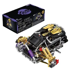 1602PCS V12 Engine Building Blocks Model Simulation Motorized Assembing Small Particle Bricks Ornaments Educational Toys Christmas Gifts For Kids Adult