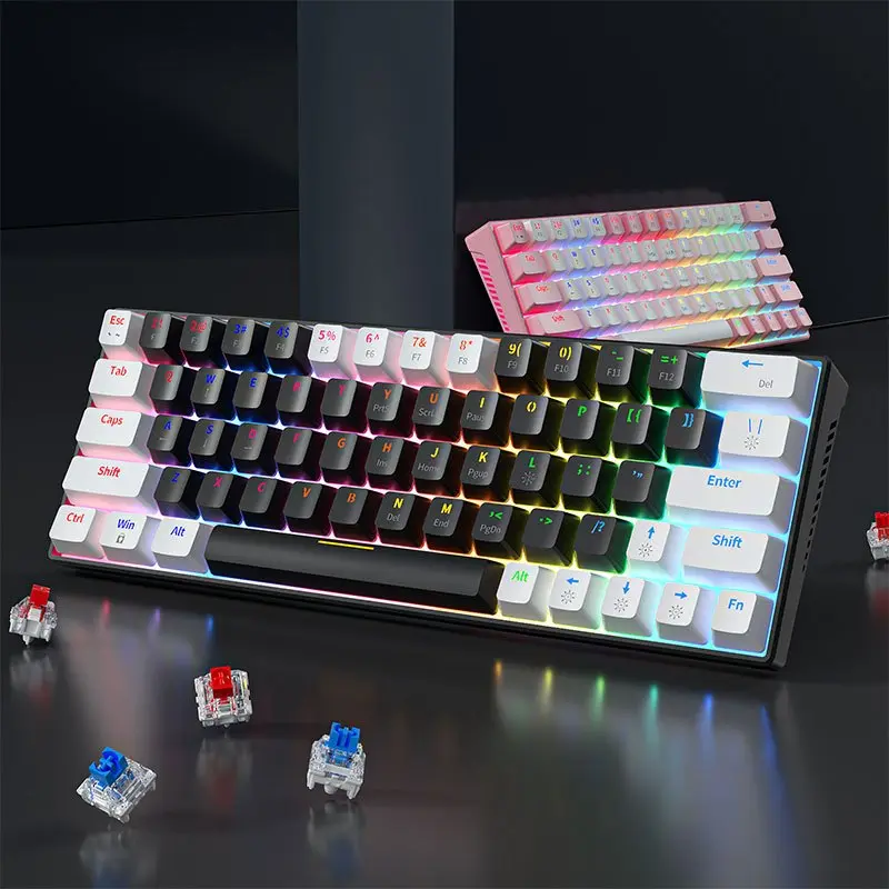 ZIFRIEND KA646 63 Keys Mechanical Keyboard Wired 60% Layout Mini