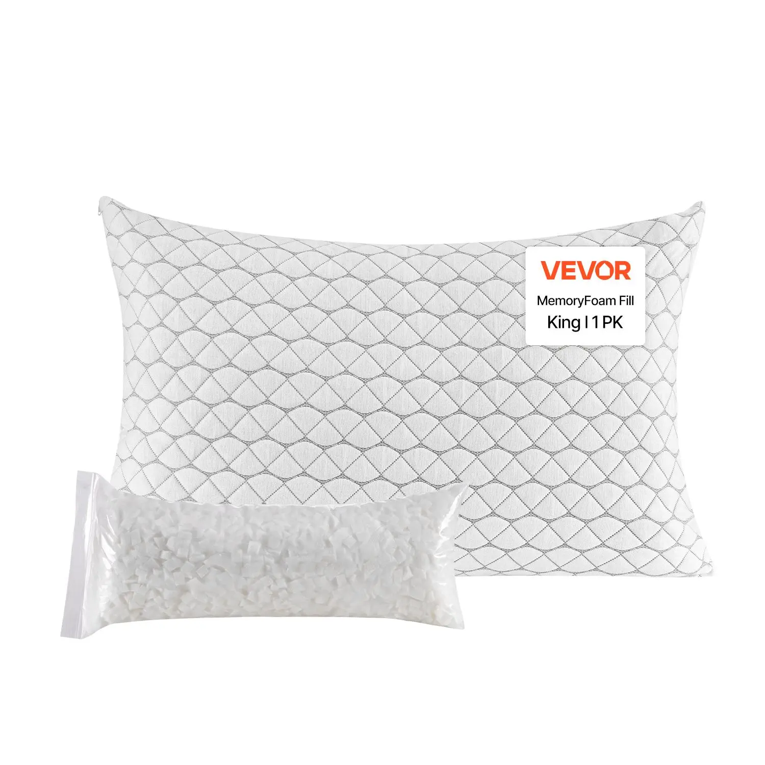 【Summerfinds】VEVOR Bed Pillow for Sleeping,  , Queen Size Luxury Quality Hotel Pillow with Memory Foam Fill, Supportive & Adjustable, Includes Natural Firber Pillowcase, Bedding for Back, Stomach and Side Sleepers