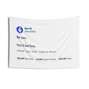 Mac Miller Be You You'll Be Fine 100% Polyester Water & Mildew Resistant Tapestry 26x36 in Custom Wall Art Decor
