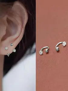 C-shaped Artificial Zircon Decor Earrings, 2 Counts Fashionable Ear Cuff Earrings for Women & Girls for Party, Daily Decor, Exquisite Jewelry for Gift, Stud Earrings Jewelry