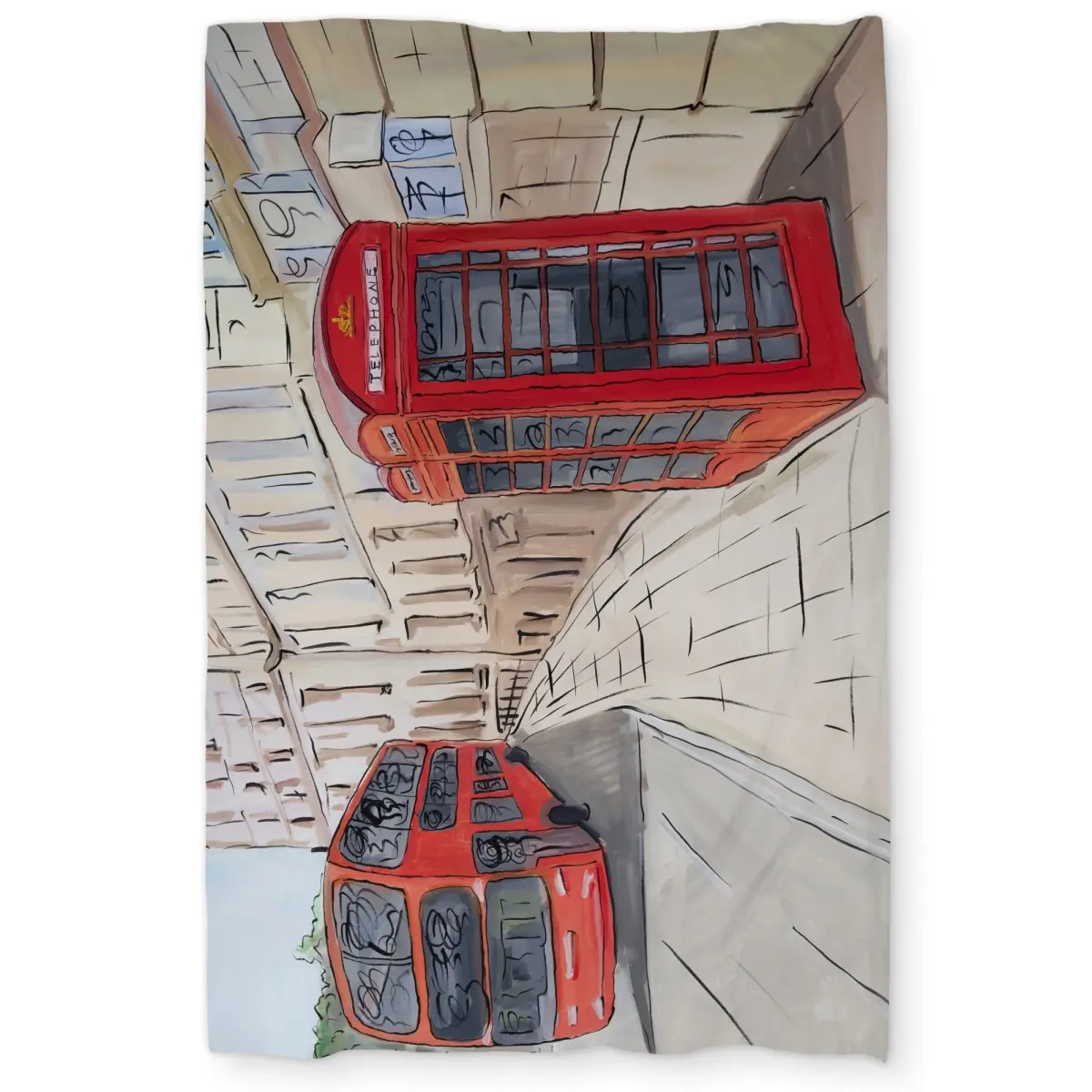 Begin Home Decor C1DCTSW0DTOM2O London Bus & Telephone Booth Twin Size Duvet Cover - Home Decor
