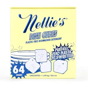 Nellie’s Dish Cubes – 64 Loads Dishwasher Detergent – Concentrated Formula –-Free Formula (PVA-Free) – Tin Packaging – for & Grime – Canada