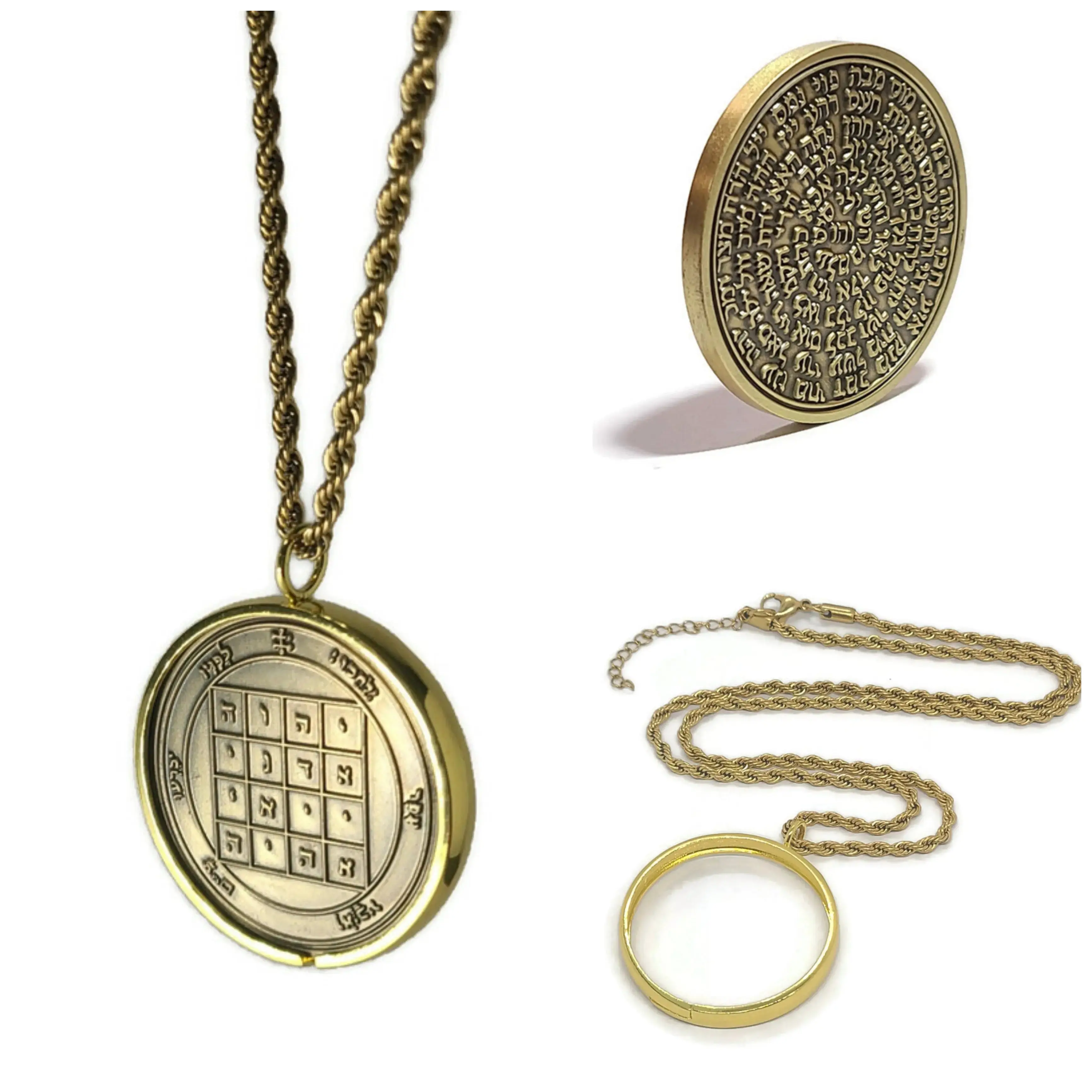 First Pentacle of Saturn Necklace - Protection & Binding Talisman Pendant with 72 Names of God