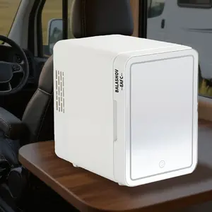 Mini Fridge Car Home Dual Core Freezer Heater Food Fruit Storage Box, European Plug RV Travel Camping Refrigerator for Family Trips