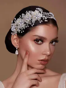 Flower Design Headband, Elegant Rhinestone Decorated Headband Tiara for Wedding Bridal Party Formal Occasions, Fashion Hair Accessories for Women
