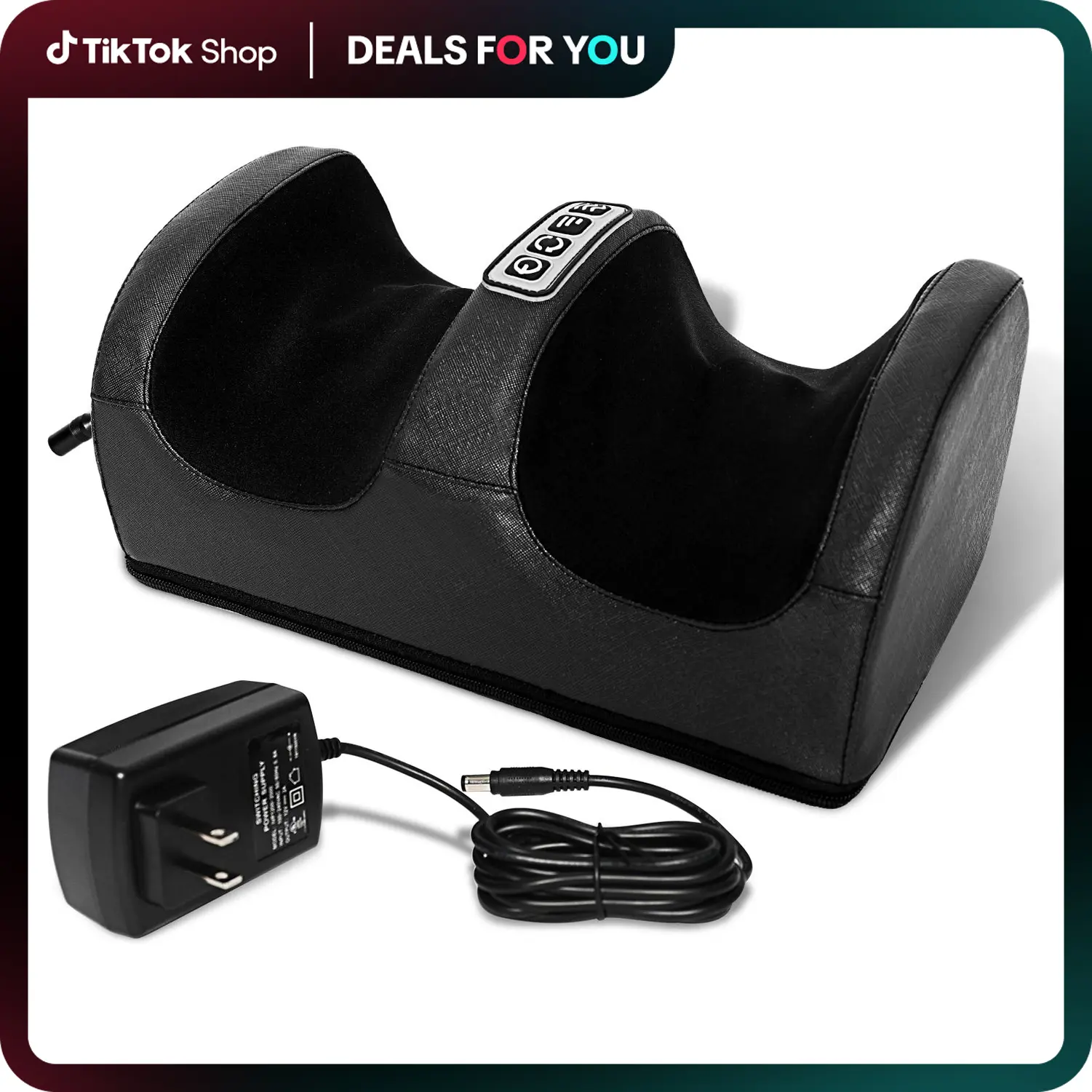 Shop&Save Black Shiatsu Foot Massager Machine with Soothing Heat Deep Kneading Therapy for Home & Office Use No Remote Control Included US Plug