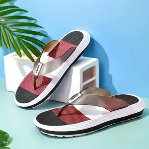 Women's Fashion Outdoor Indoor Thick Sole Soft Sole Color Block Flip Flops, Comfortable Slip-On Beach Sandals, Rainbow Shoes, Toe Post Sandals, Women Shoes