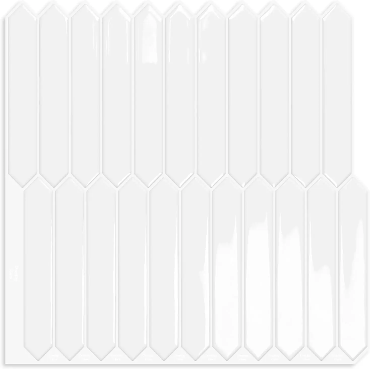 White Long Hexagon Tile Peel and Stick Backsplash, 10 Sheets Self-Adhesive Wall Tiles Stick on Back Splash for Kitchen, Bathroom, Fireplace,RV(12"×12")