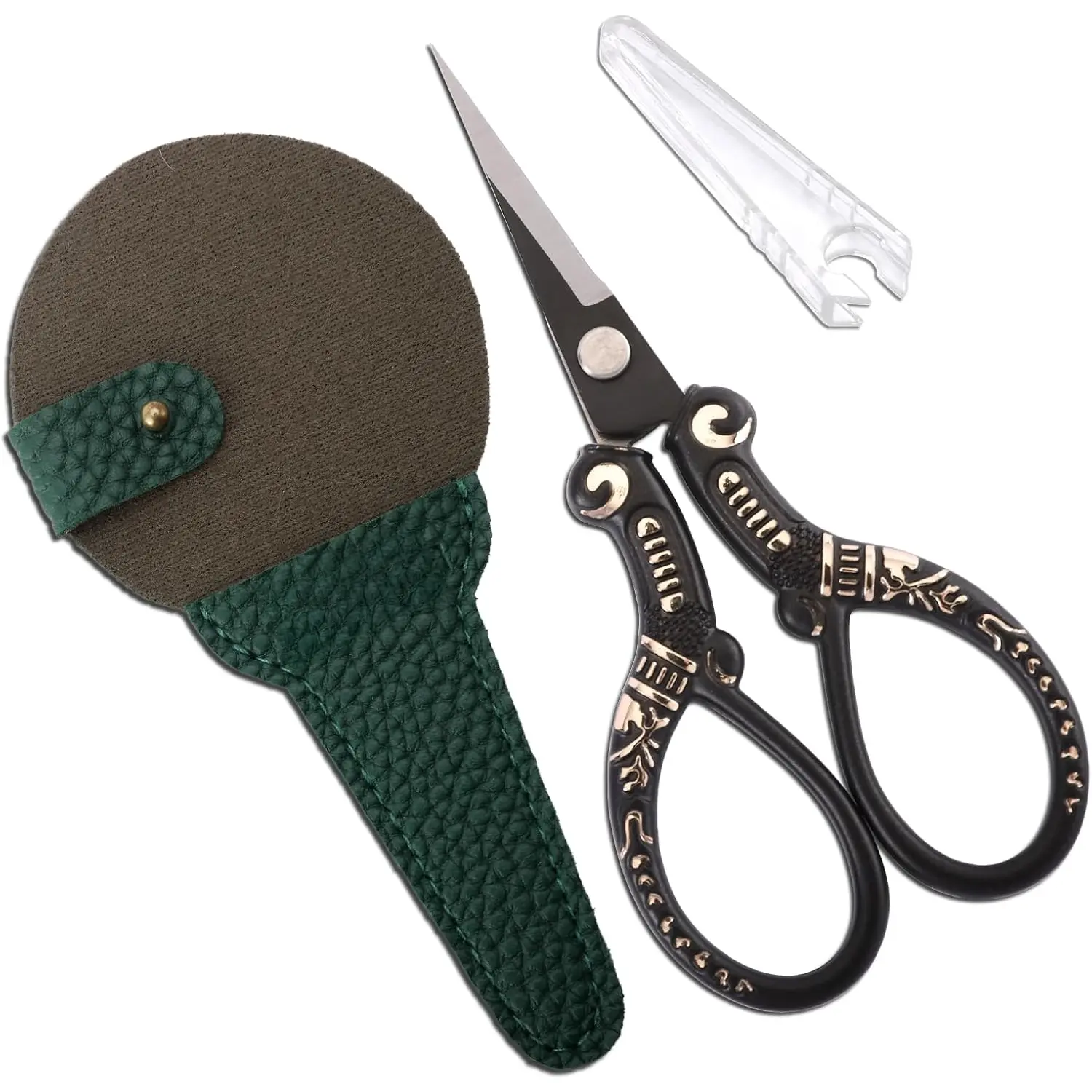 Antique  with Cover,  Sewing Scissor for Craft Needlework Cross Stitch, Small Thread Snips Little Detail Shears Black DIY Tools