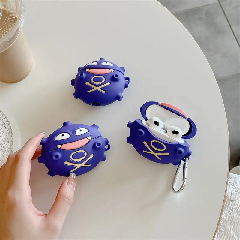 1 Koffing shaped headphone protective case, anti drop and durable silicone headphone case, Apple wireless Bluetooth Earbuds headphone case, suitable for AirPods 1/2/3/4/pro/pro 2/pro 3 Protection, Earphones, Drop Proof, Lightweight, Headphone Accessories