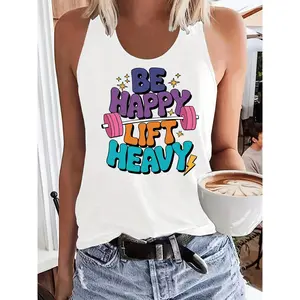 Graphic Print Tank Top, Sleeveless Casual Top for Summer & Spring, Women's Clothing