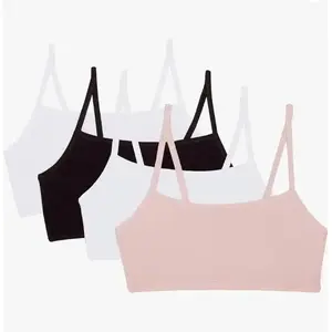 MUSE NOTE Women's Bra Bundle Spaghetti Strap Cotton Pullover Sports Bra Value Pack Soft and Comfortable Workout Exercise or Regular Daily Wear Bra Set aligntank pushtanktop