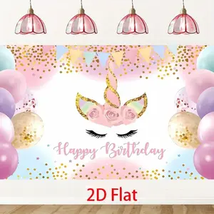 Unicorn Birthday Background Cloth, Kids Party Photo Prop, Style Balloon Print Backdrop, Party Decorations, Festival Decoration, Photo Backdrops