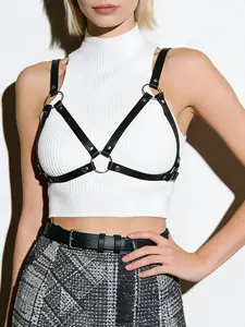Women PU Leather Body Harness with O-Ring, Adjustable Chest Strap, Punk Gothic Cage Underwear Belt, Sexy Nightclub Party Accessory