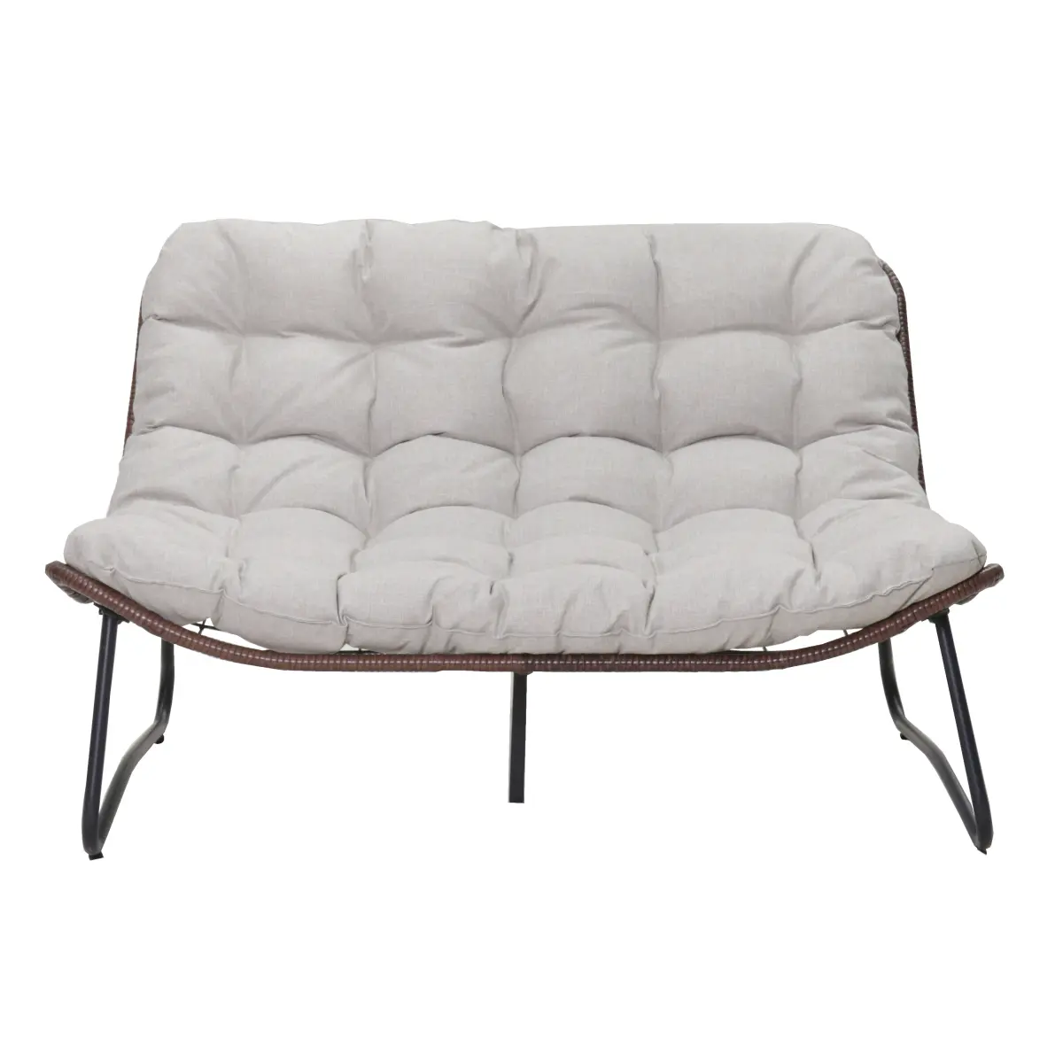All-Weather Wicker 2-Seat Patio Loveseat - Ergonomic Comfy Couch with Luxury Thick Contouring Cushions, Full Metal Hardware, Waterproof Outdoor Furniture Set for Garden, Balcony Glider Bench, Easy Setup
