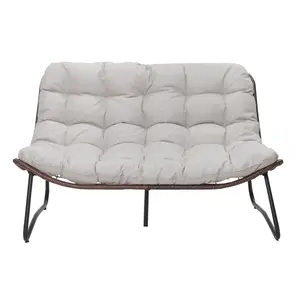 Patio Loveseat Sofa, Outdoor Wicker Loveseat with Luxury Thick Cushion, All-Weather Patio Furniture Set, Outdoor Glider Bench for Garden Balcony Backyard