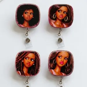 Melanin Queen Disgusted Face Retractable Badge Reel Cute Funny Nursing ID Name Tag Clip For Black Nurses Doctors Medical Students Gift