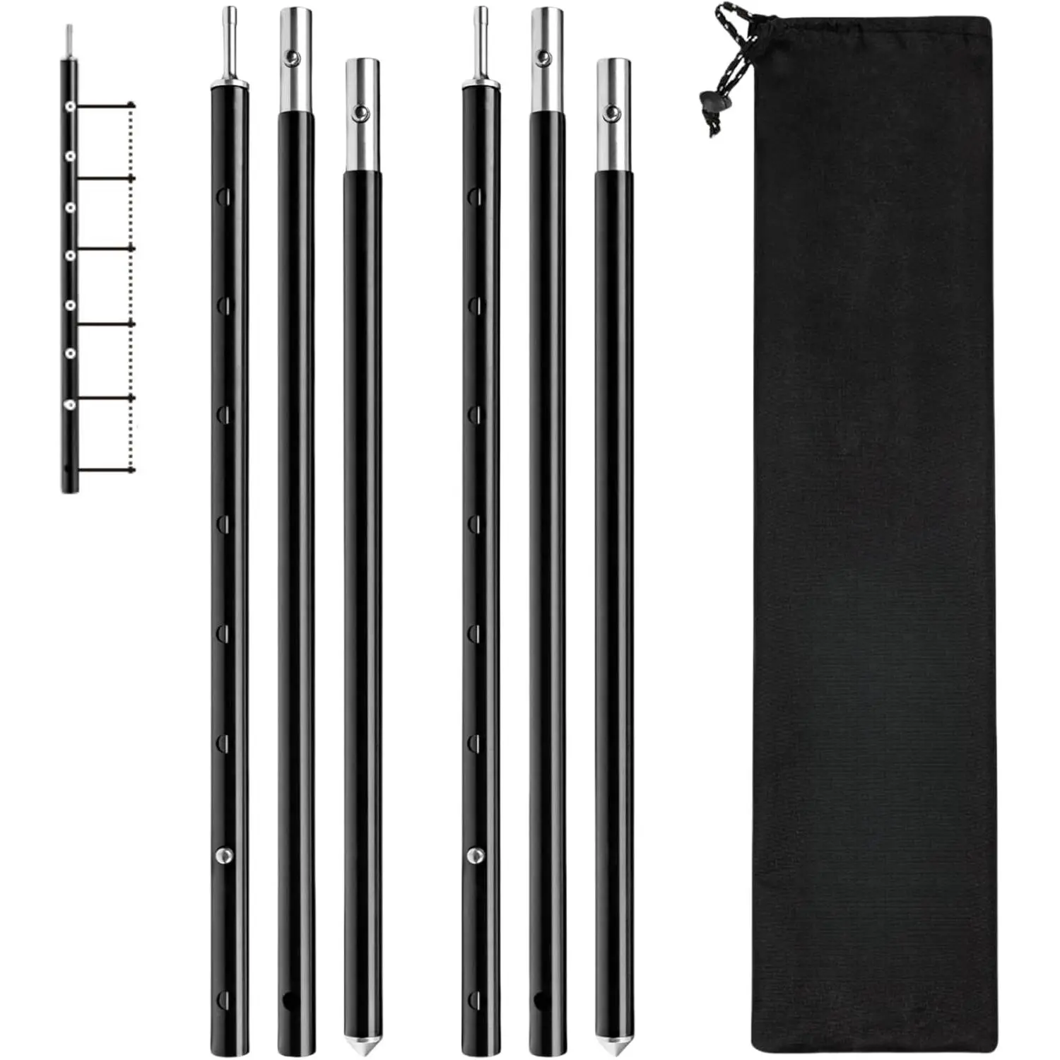 Upgraded Tent Poles – Set of 2 Adjustable Telescoping Tarp Poles, Aluminum Replacement Poles for Tent, Tarp, Canopy, Awning, Shelter, Heavy Duty Aluminum Alloy Camping Poles