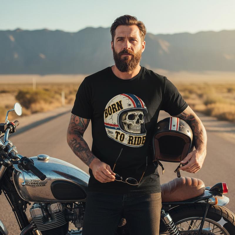 Camiseta Born to Ride gráfica unissex motocicleta presente motociclista Harley Davidson-