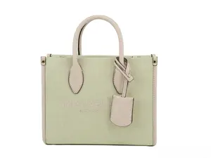 Pre-owned MICHAEL KORS Canvas, Leather Tote Bags Mirella Small Powder Blush Canvas Shopper Crossbody Handbag Women's Purse