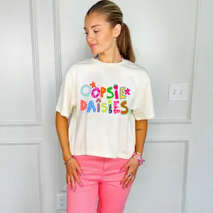 Oopsie Daisies Crop Tee – Ivory Comfort Colors Cropped Graphic T-Shirt