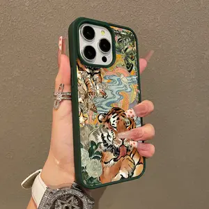 Magnetic Stylish Case for iPhone 17 16 E Pro Max 15 Plus 14 13 12 11 XS XR, Aesthetic Vibrant Tiger Collage Art Vibes | Lightweight, Shockproof, Silicone, Scratch Resistant, and Cute