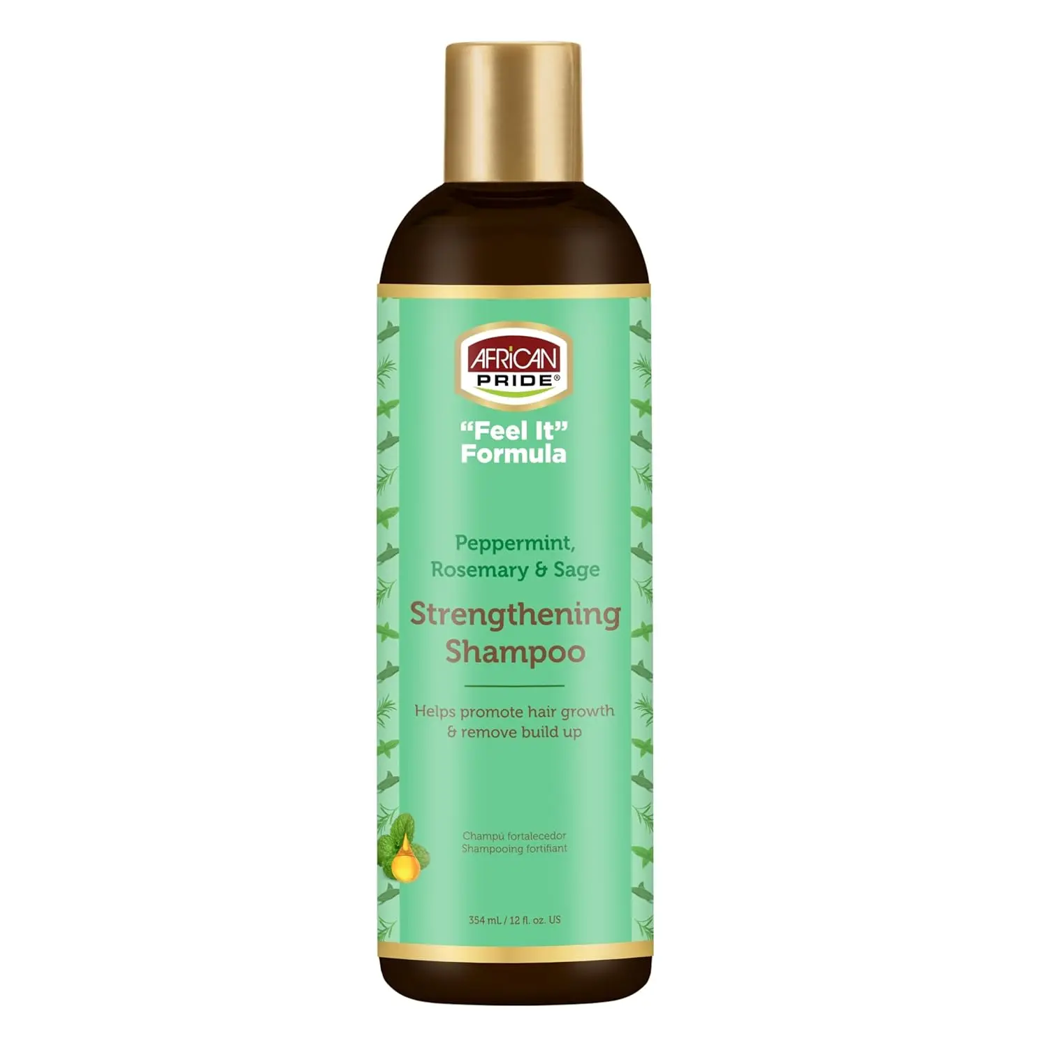 AFRICAN PRIDE Feel It Formula Peppermint & Rosemary Oil Strengthening Shampoo - Purifying Haircare for Adult Normal Hair, 12 fl oz