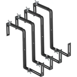 Adjustable Planter Box Brackets with Enhanced Bottom Support, Universal Outdoor Hanging Flower Box Brackets for Fence Railings, Windowsill, Patio, Garden, Balcony (Black)