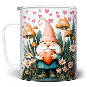 LOFTIPOP Valentine Garden Gnome Mug, Cute Gnome Floral Mushroom Nature Cup, Designed and Printed in the USA by Loftipop