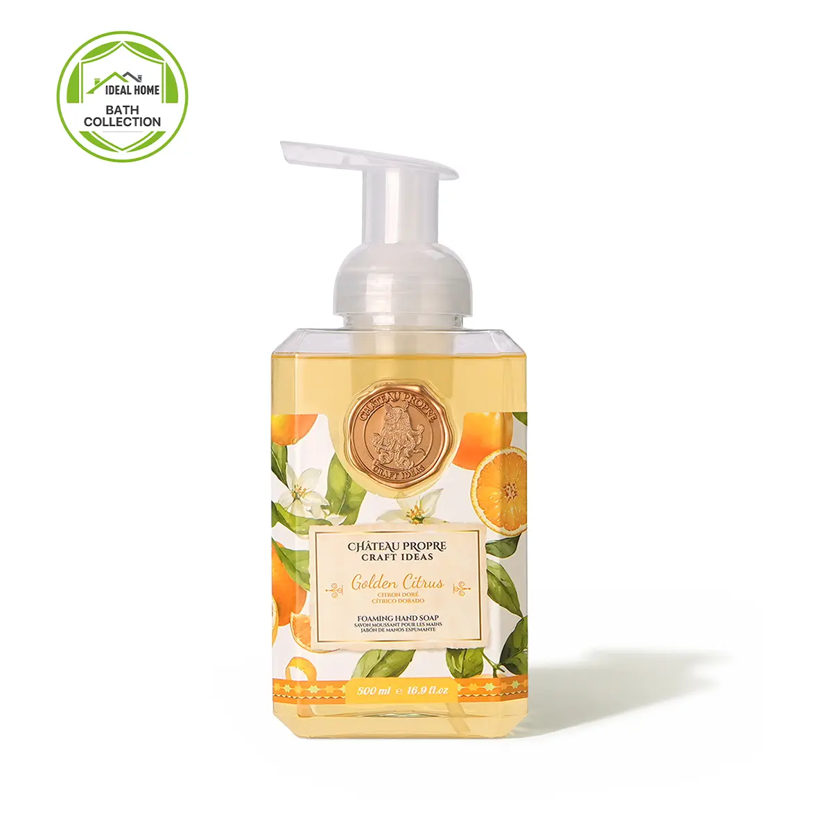 Chateau Propre Golden Citrus Foaming Hand Soap, 16.9 oz | Luxury Moisturizing Hand Wash with Rich Foam, Gentle Formula for Soft & Fresh Hands