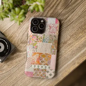 Floral patchwork Collage Phone Case, Preppy Aesthetic Premium Film 2 in 1 Phone Case - Durable, Shock Absorbing and Stylish Protection - Compatible with iPhone 16, 15, 14, 13, 12, 11, Plus, Pro, Pro Max, Perfect birthday gift for friends.