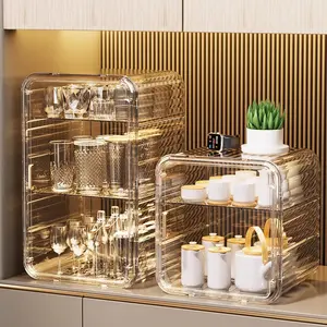 Cup Storage Rack for Water Cups, Red Wine Glasses, Tea Cups, Tea Set Dustproof Draining Storage Box, Water Cup Holder