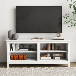 Farmhouse TV Stand for TV up to  50 Inch,Modern TV Stand with  Storage,Open Shelves Entertainment Center For Living Room and Bedroom,Entryway,Easy Assembly TV Console