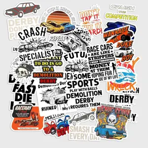 Sticker Pack 20 pcs Demolition Derby Stickers, Crash Racing Motorsport Vinyl Decals for Helmet Laptop