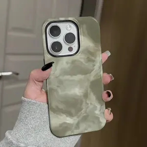 1 Piece Green Gradient Pattern 2 in 1 Phone Case, Protective Cover Compatible with iPhone 11 12 13 14 15 16 Pro Max Pro Plus, Samsung Galaxy S25 S24 S23 Ultra Local Personalized