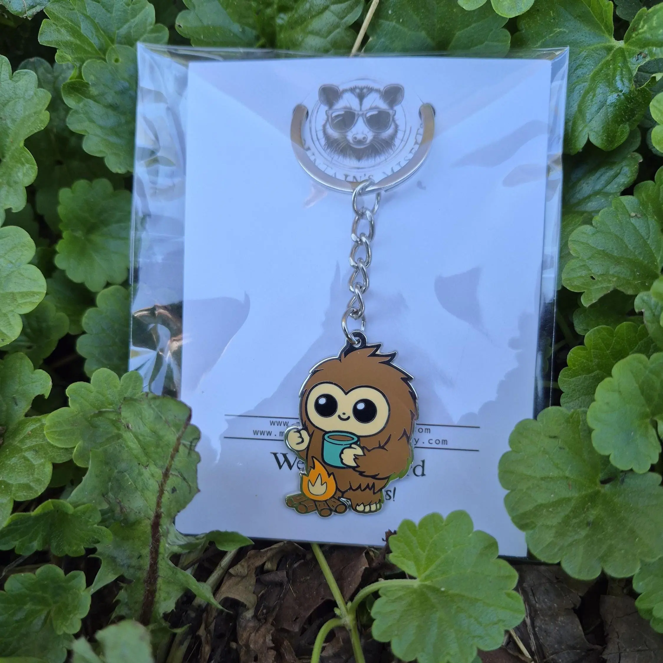 Bigfoot & Coffee Keychain - Cryptid Keychain