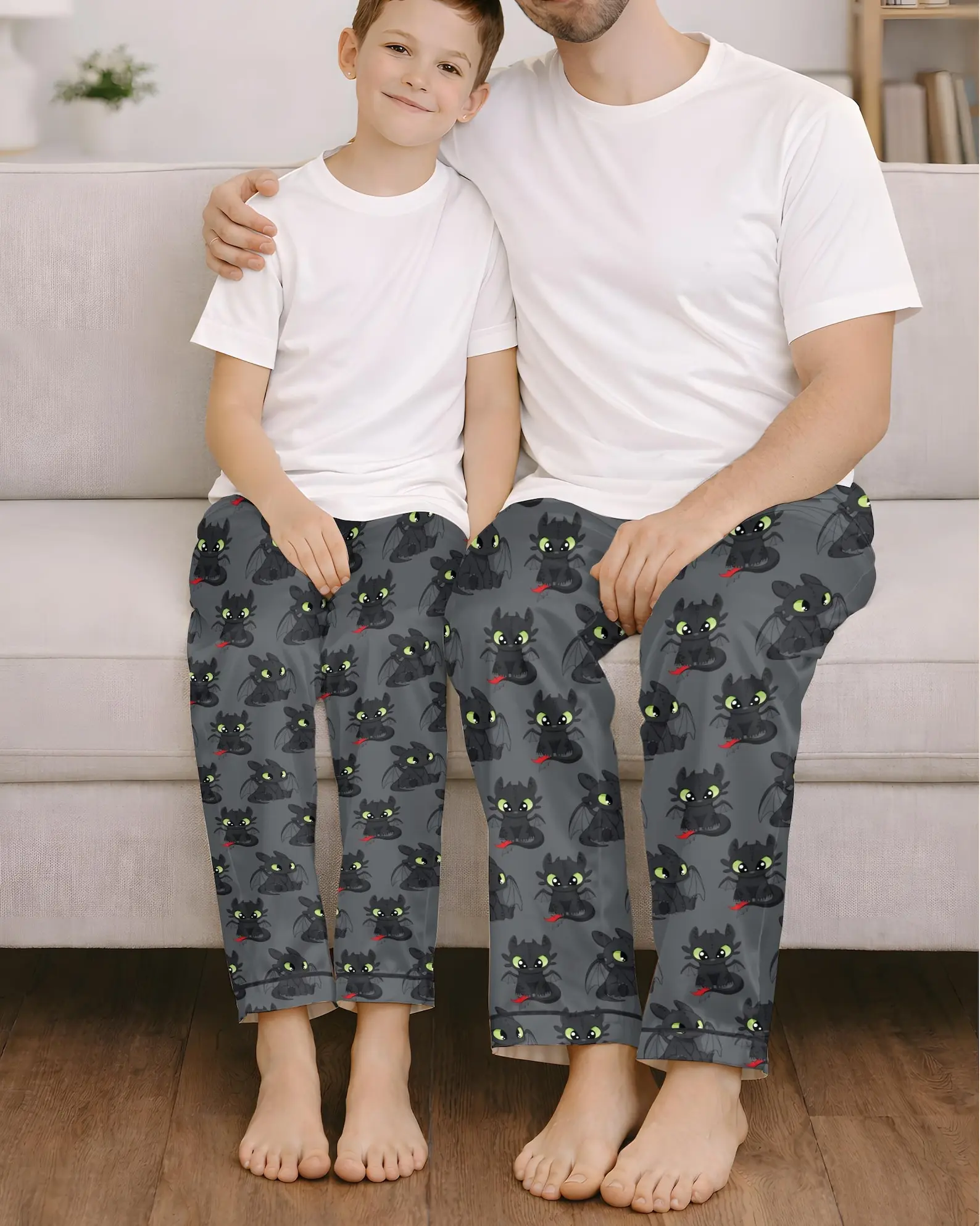 Dragon Inspired Satin Pajama Pants, Fantasy Character Lounge Wear, Cozy Sleepwear for Couples & Fans