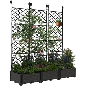 3 PCS Raised Garden Bed with Trellis, Vertical Planter Box Privacy Screen for Patio Climbing Plants,48Lx16Wx63H inch