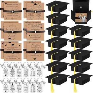 Yinkin 12 Set/48 Pcs 2026 Graduation Gifts Bulk Christian Graduation Bracelet Bible Verse Keychains Grad Gift Boxes with Tassel for Students High School Party Favors