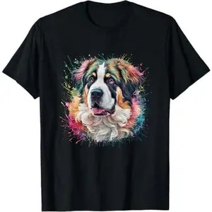 Men Woman Colorful Watercolor Saint Bernard T-Shirt