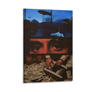 Framed Painting Scarface Canvas Print Poster Classic Gangster Movie Art Mural Decoration Unique Creative Wall Art Decoration for Living Room, Bedroom, Office, Dining Room, Artwork, Perfect Gift and Decoration, Ornaments, Decor, Decoration